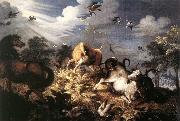 SAVERY, Roelandt Horses and Oxen Attacked by Wolves ar Spain oil painting artist